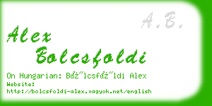 alex bolcsfoldi business card